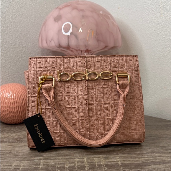 Bebe Dark Blush Mini Satchel with Gold Accents - Picture 2 of 8
